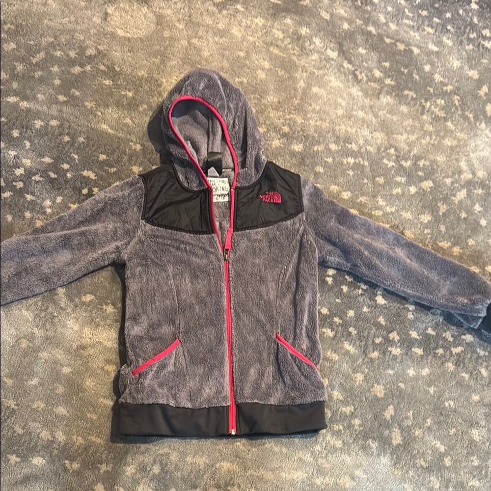 The North Face Charcoal and Magenta Hooded Fleece